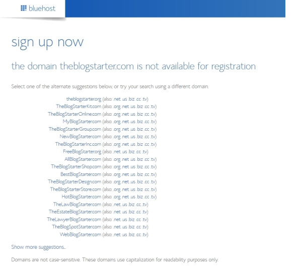 BlueHost signup